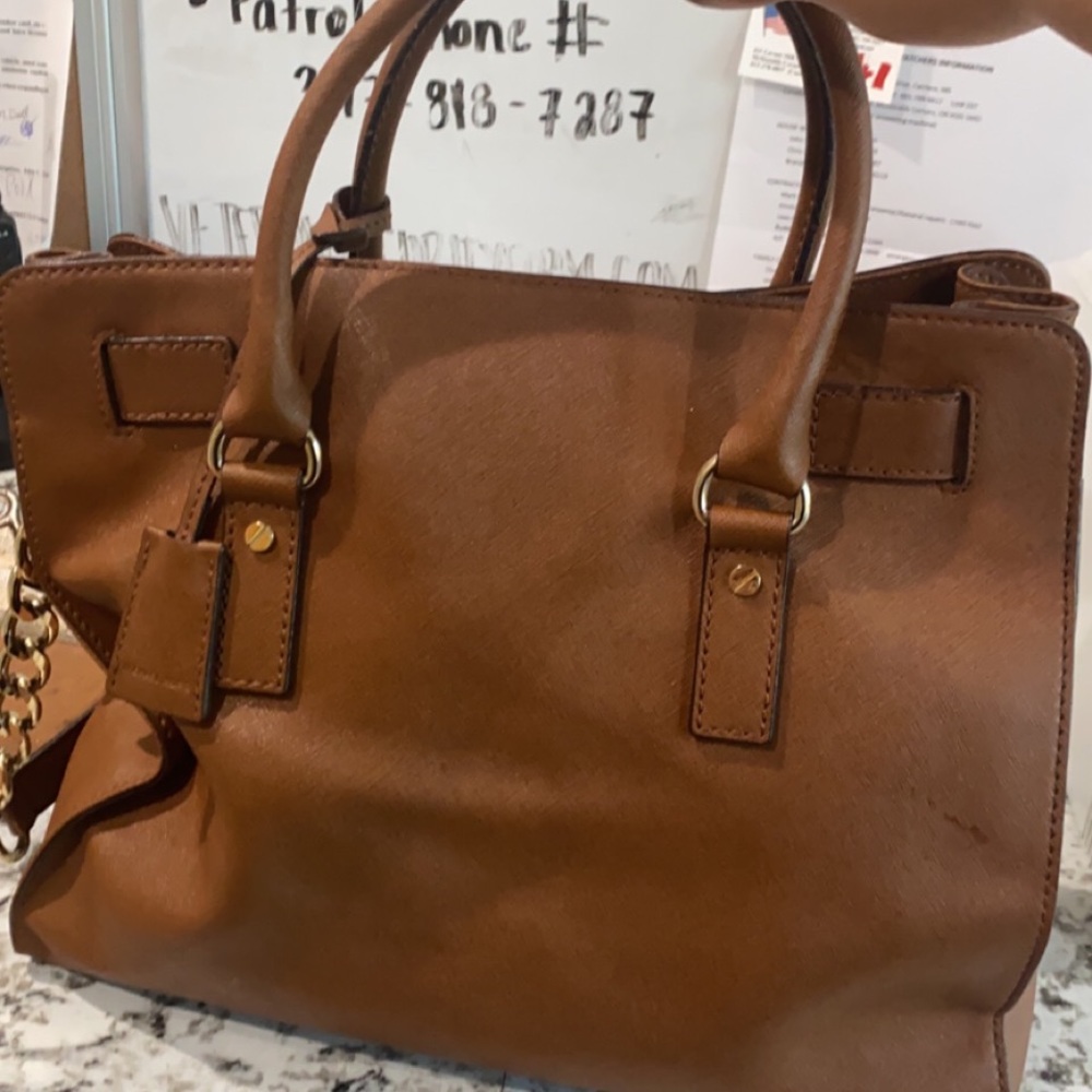 Brown MK tote bag with gold chain